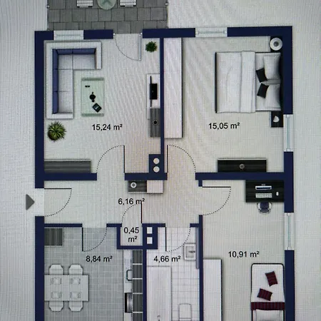 Apartment Modern 2-bedroom Near Messe 2-4 Guests *